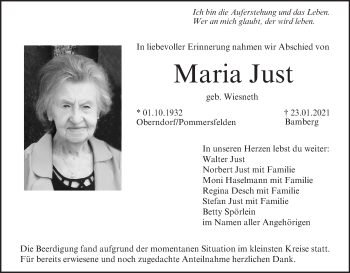 Anzeige von Maria Just von MGO