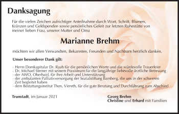 Anzeige von Marianne Brehm von MGO