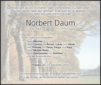 Anzeige von Norbert Daum von MGO