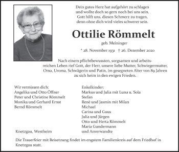 Anzeige von Ottilie Römmelt von MGO