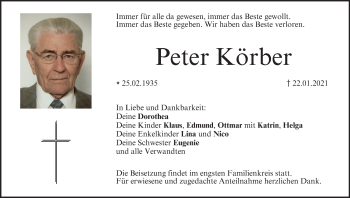 Anzeige von Peter Körber von MGO