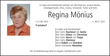 Anzeige von Regina Mönius von MGO