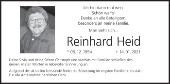 Anzeige von Reinhard Heid von MGO