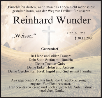 Anzeige von Reinhard Wunder von MGO