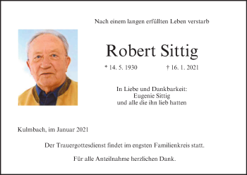 Anzeige von Robert Sittig von MGO