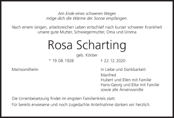 Anzeige von Rosa Scharting von MGO
