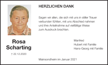 Anzeige von Rosa Scharting von MGO