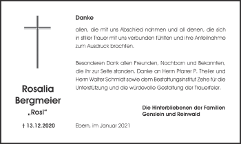 Anzeige von Rosalia Bergmeier von MGO
