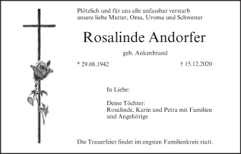 Anzeige von Rosalinde Andorfer von MGO