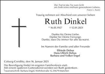 Anzeige von Ruth Dinkel von MGO