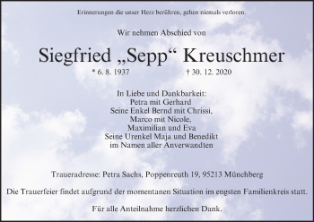 Anzeige von Siegfried Kreuschmer von MGO