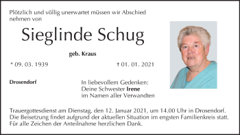 Anzeige von Sieglinde Schug von MGO