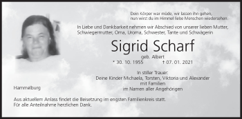 Anzeige von Sigrid Scharf von MGO