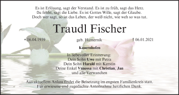 Anzeige von Traudl Fischer von MGO