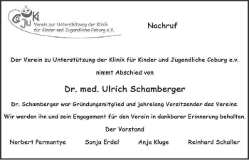 Anzeige von Ulrich Schamberger von MGO