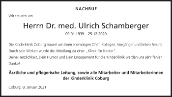Anzeige von Ulrich Schamberger von MGO