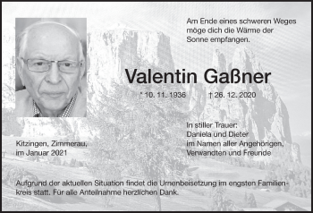 Anzeige von Valentin Gaßner von MGO