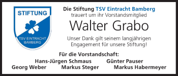 Anzeige von Walter Grabo von MGO