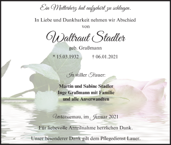 Anzeige von Waltraut Stadler von MGO