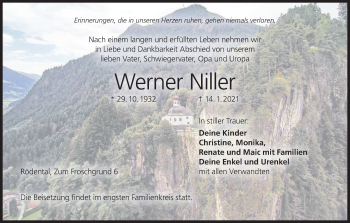 Anzeige von Werner Niller von MGO