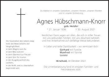 Anzeige von Agnes Hübschmann-Knorr von MGO