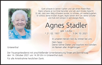 Anzeige von Agnes Stadler von MGO