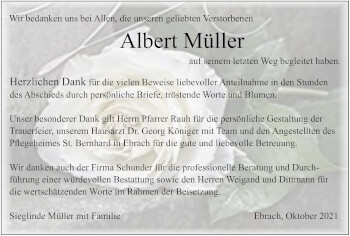 Anzeige von Albert Müller von MGO