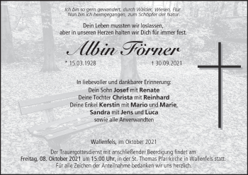 Anzeige von Albin Förner von MGO