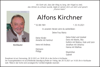 Anzeige von Alfons Kirchner von MGO