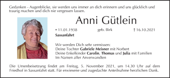 Anzeige von Anni Gütlein von MGO