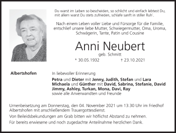 Anzeige von Anni Neubert von MGO