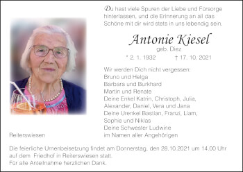 Anzeige von Antonie Kiesel von MGO