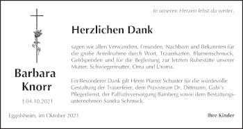 Anzeige von Barbara Knorr von MGO