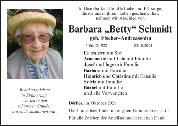 Anzeige von Barbara Schmidt von MGO