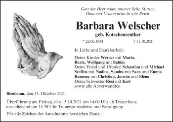 Anzeige von Barbara Welscher von MGO