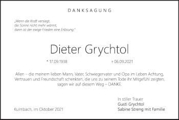Anzeige von Dieter Grychtol von MGO
