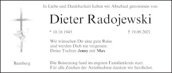 Anzeige von Dieter Radojewski von MGO