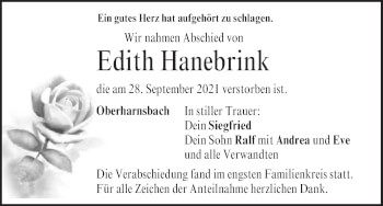 Anzeige von Edith Hanebrink von MGO