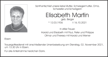 Anzeige von Elisabeth Martin von MGO