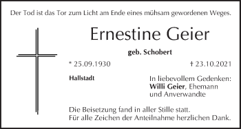 Anzeige von Ernestine Geier von MGO