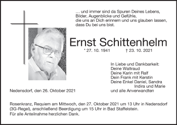 Anzeige von Ernst Schittenhelm von MGO