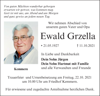 Anzeige von Ewald Grzella von MGO
