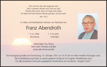 Anzeige von Franz Abendroth von MGO
