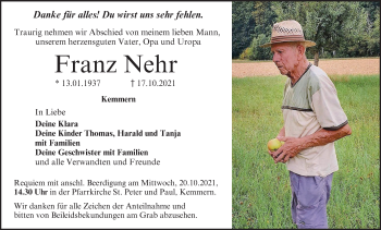 Anzeige von Franz Nehr von MGO