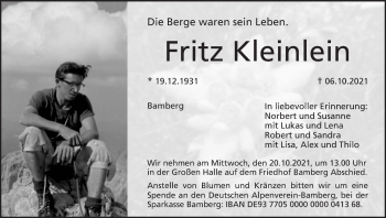 Anzeige von Fritz Kleinlein von MGO