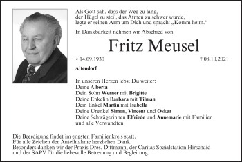 Anzeige von Fritz Meusel von MGO