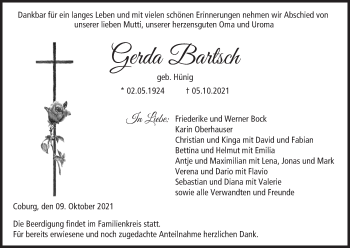 Anzeige von Gerda Bartsch von MGO
