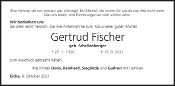 Anzeige von Gertrud Fischer von MGO