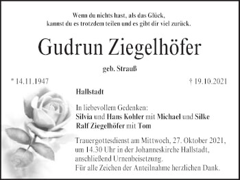 Anzeige von Gudrun Ziegelhöfer von MGO