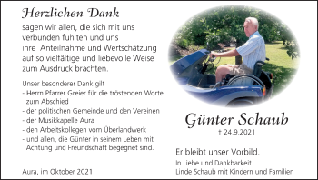 Anzeige von Günter Schaub von MGO